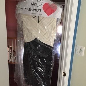 Pleated black and white dress